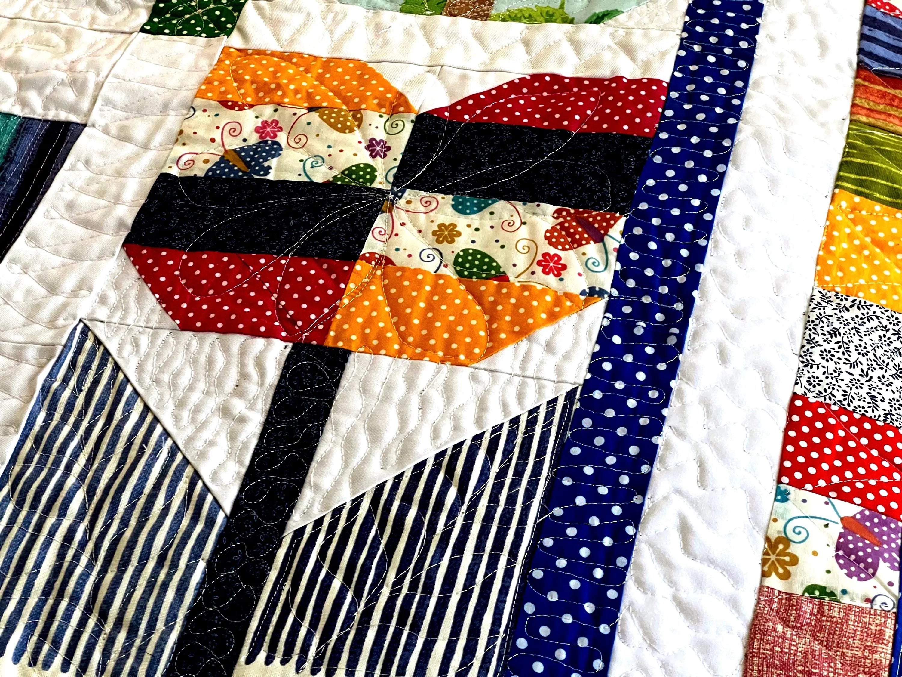 Handmade Butterfly Quilt: Floral Patchwork Cotton Bedding soft cozy blanket