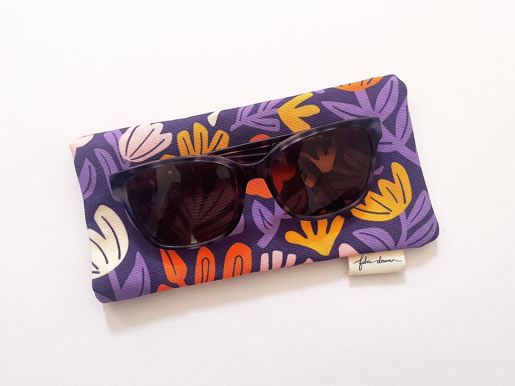 Fabric Glasses, Sunglasses Case, Handmade - Petals (Purple)