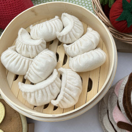 3 steamed dumplings, felt play food