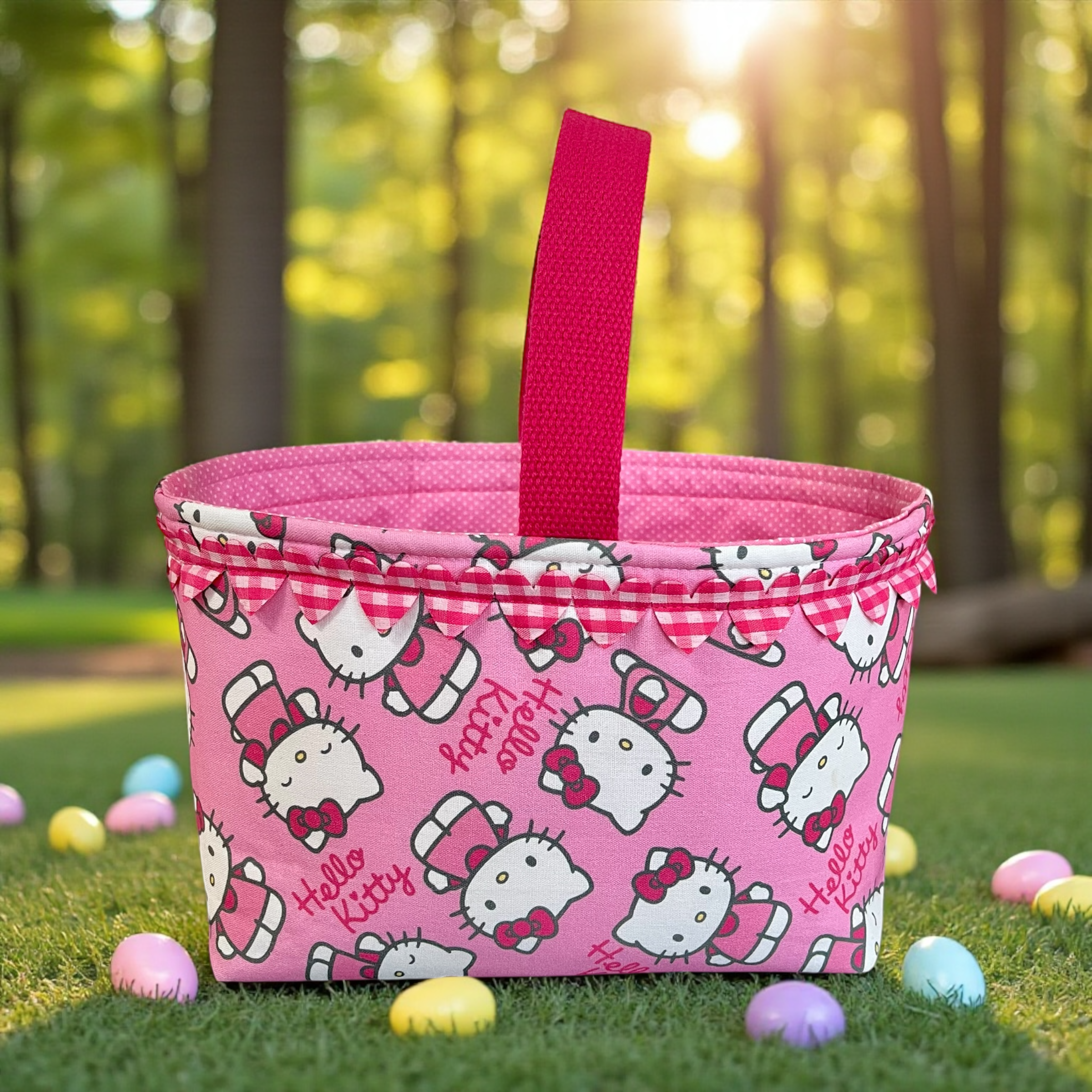 Handmade Hello Kitty Basket with Handle