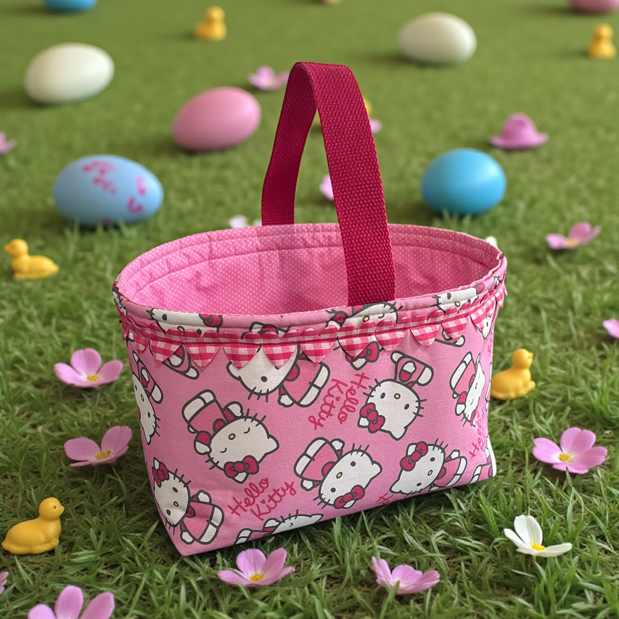 Handmade Hello Kitty Basket with Handle