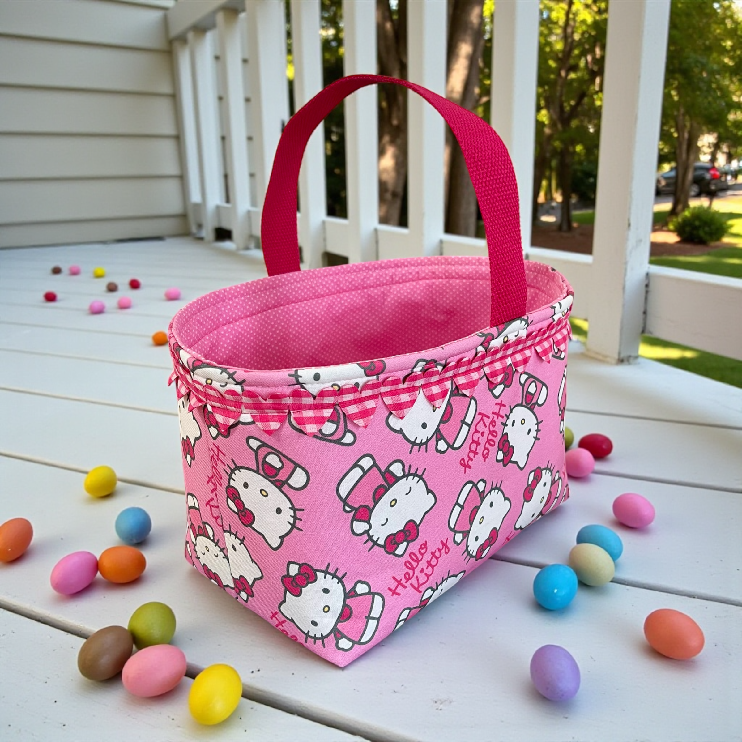 Handmade Hello Kitty Basket with Handle