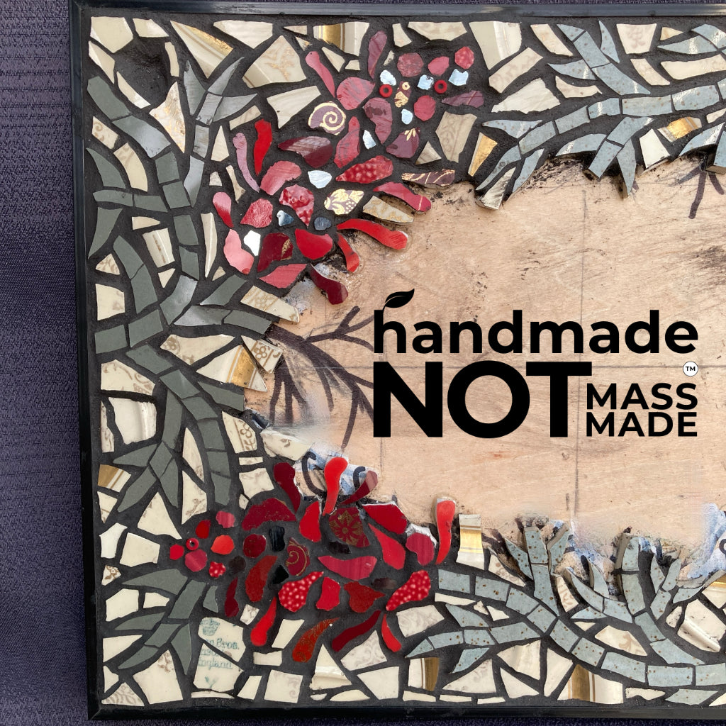 House Number Mosaic - Personalised - Grevilleas - Upcycled Crockery