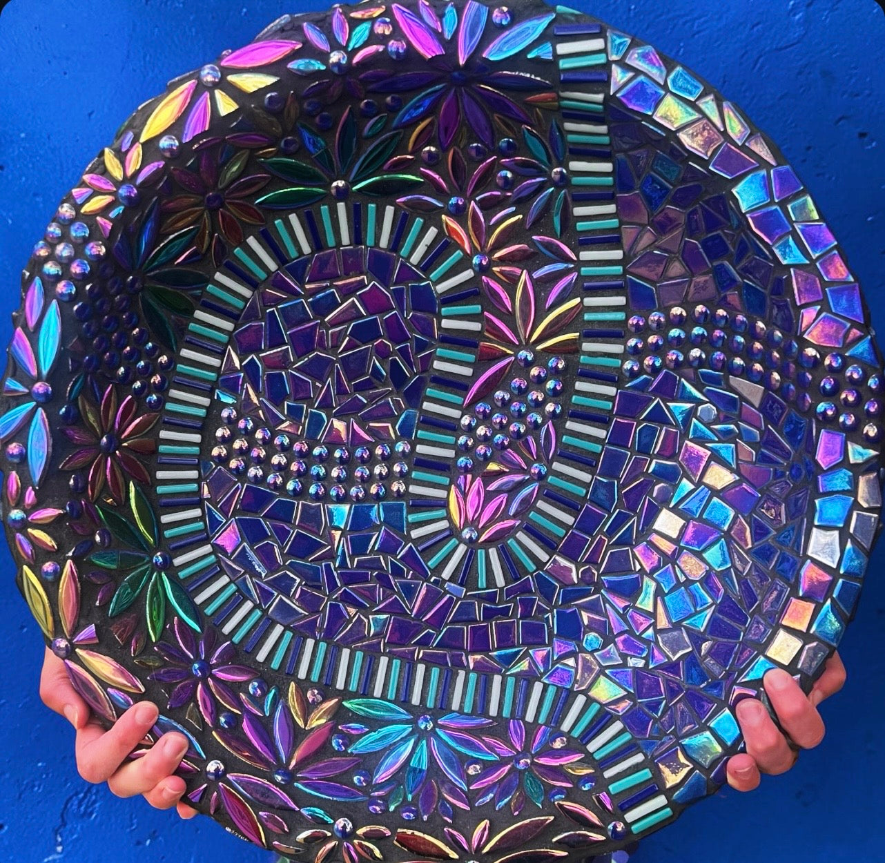 Mosaic Glow in the Dark Birdbath.