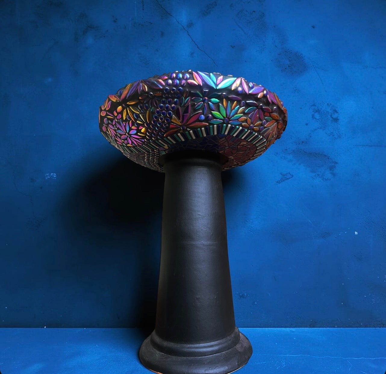 Mosaic Glow in the Dark Birdbath.