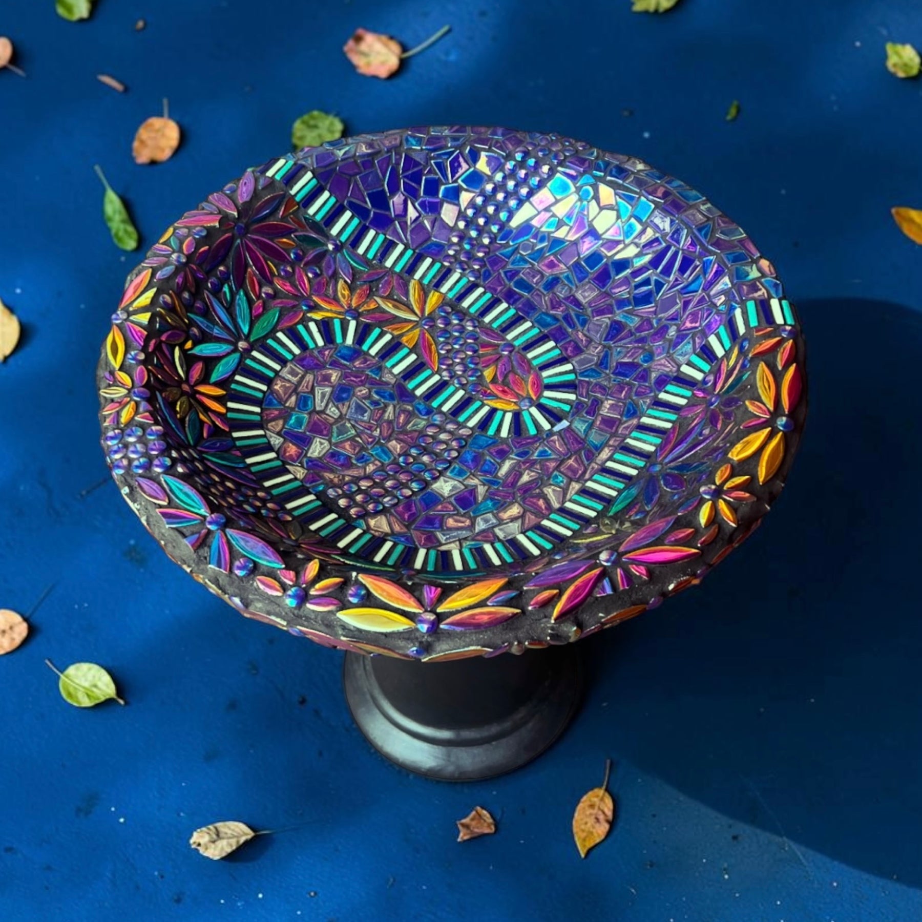 Mosaic Glow in the Dark Birdbath.