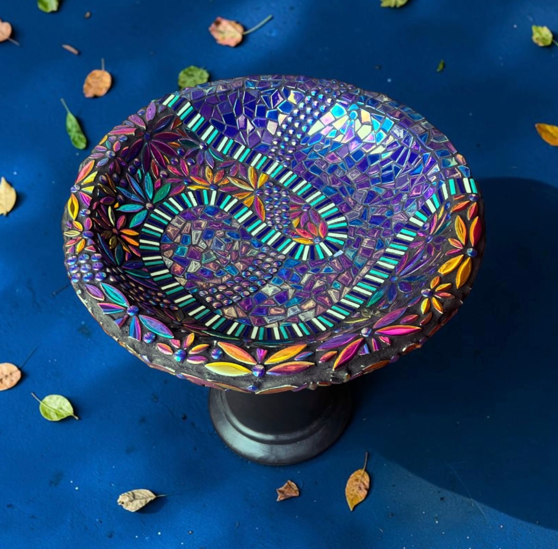 Mosaic Glow in the Dark Birdbath.