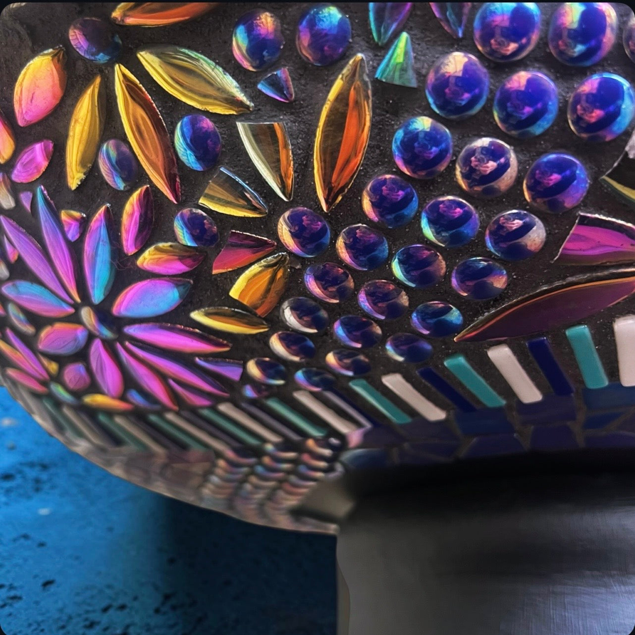 Mosaic Glow in the Dark Birdbath.