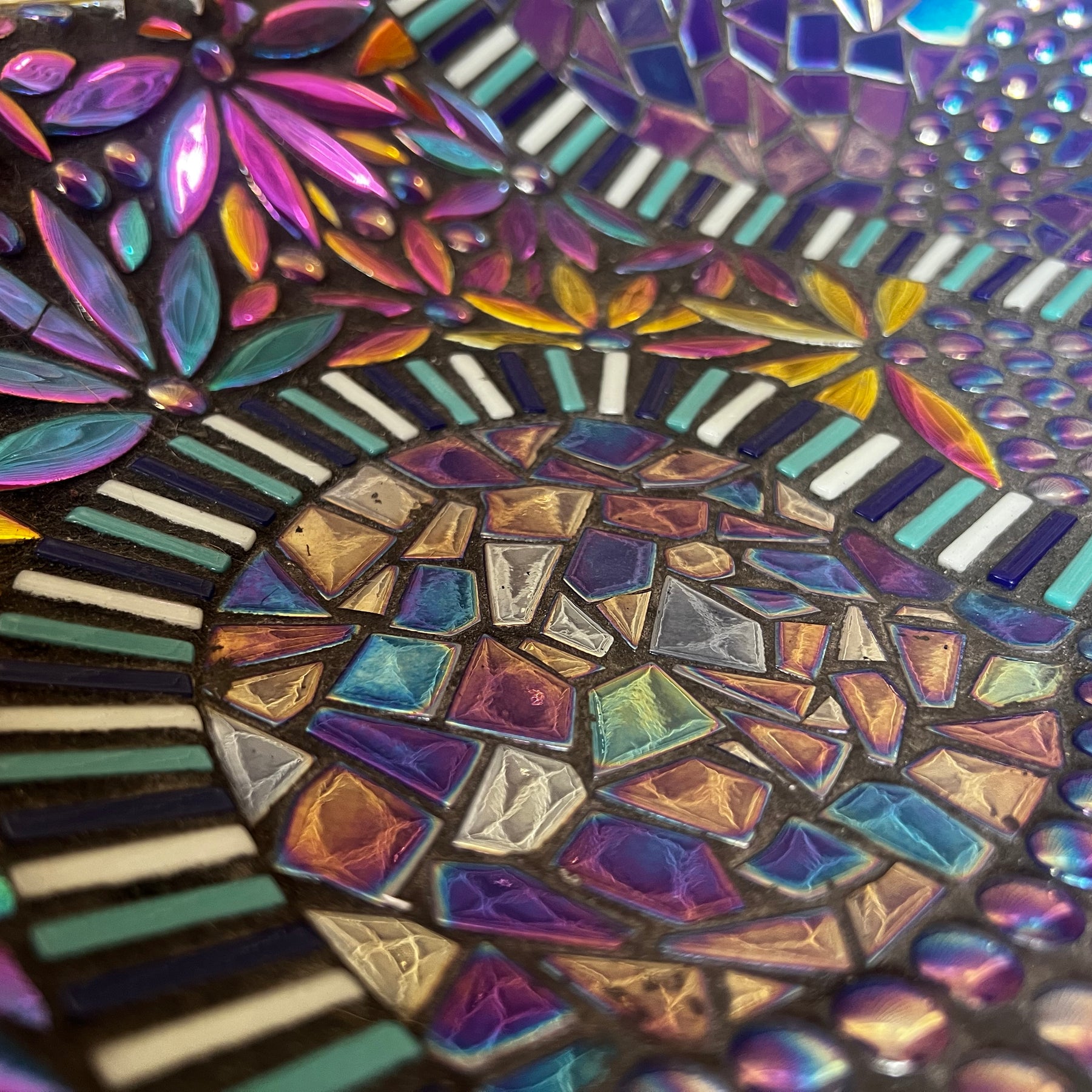Mosaic Glow in the Dark Birdbath.