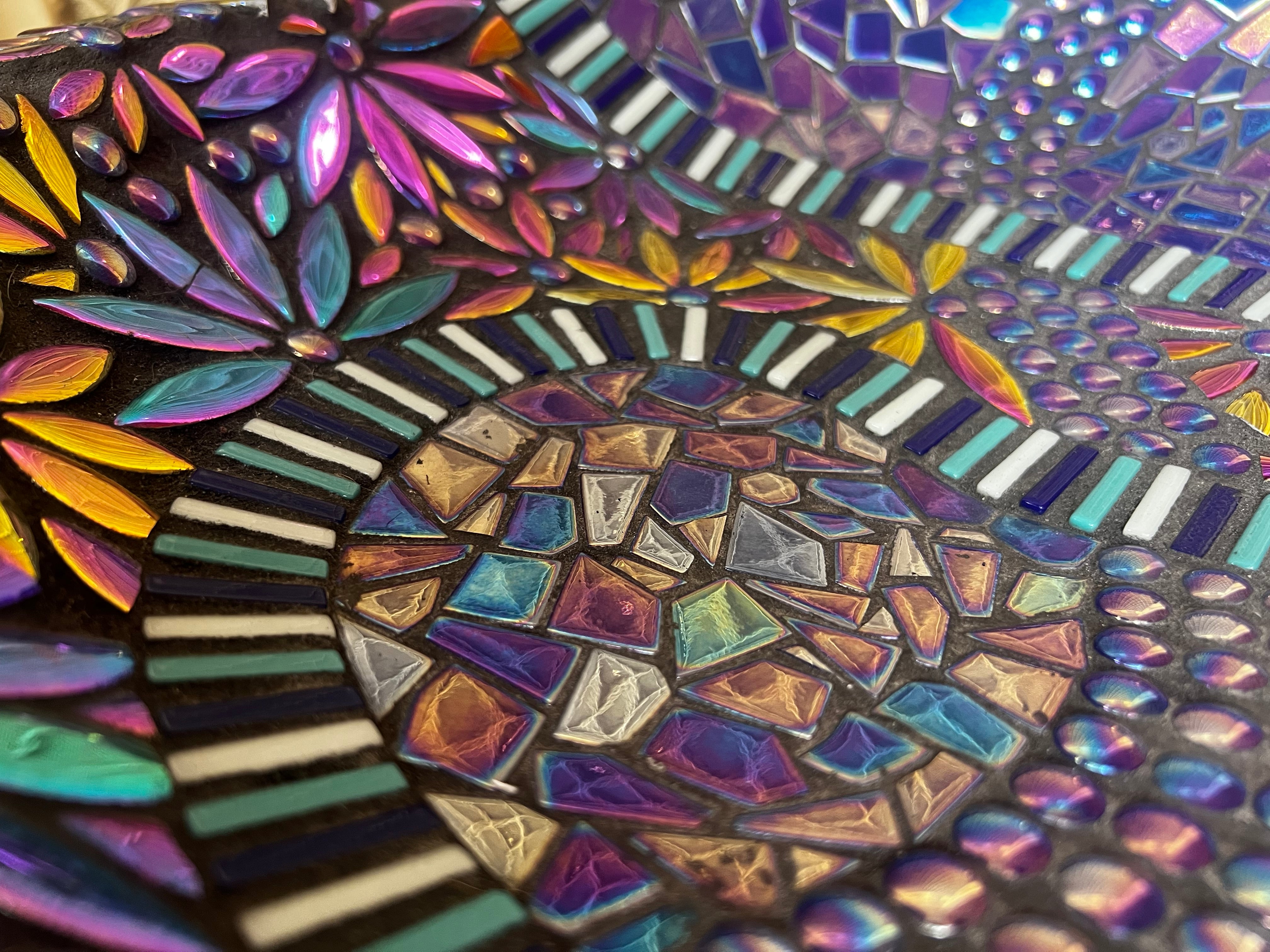 Mosaic Glow in the Dark Birdbath.