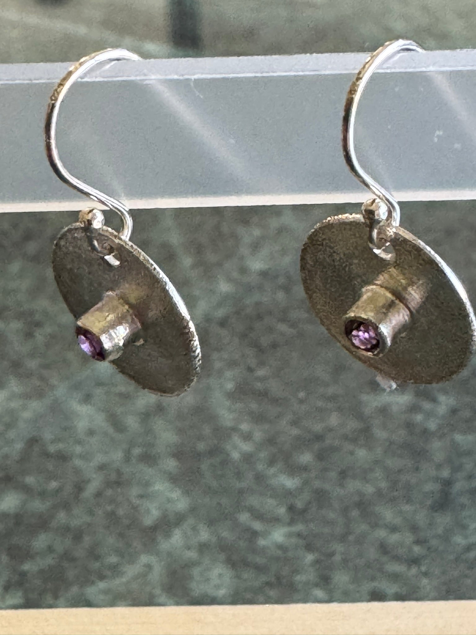 Handmade Sterling Silver Dangle Earrings with Rhodolite Garnet