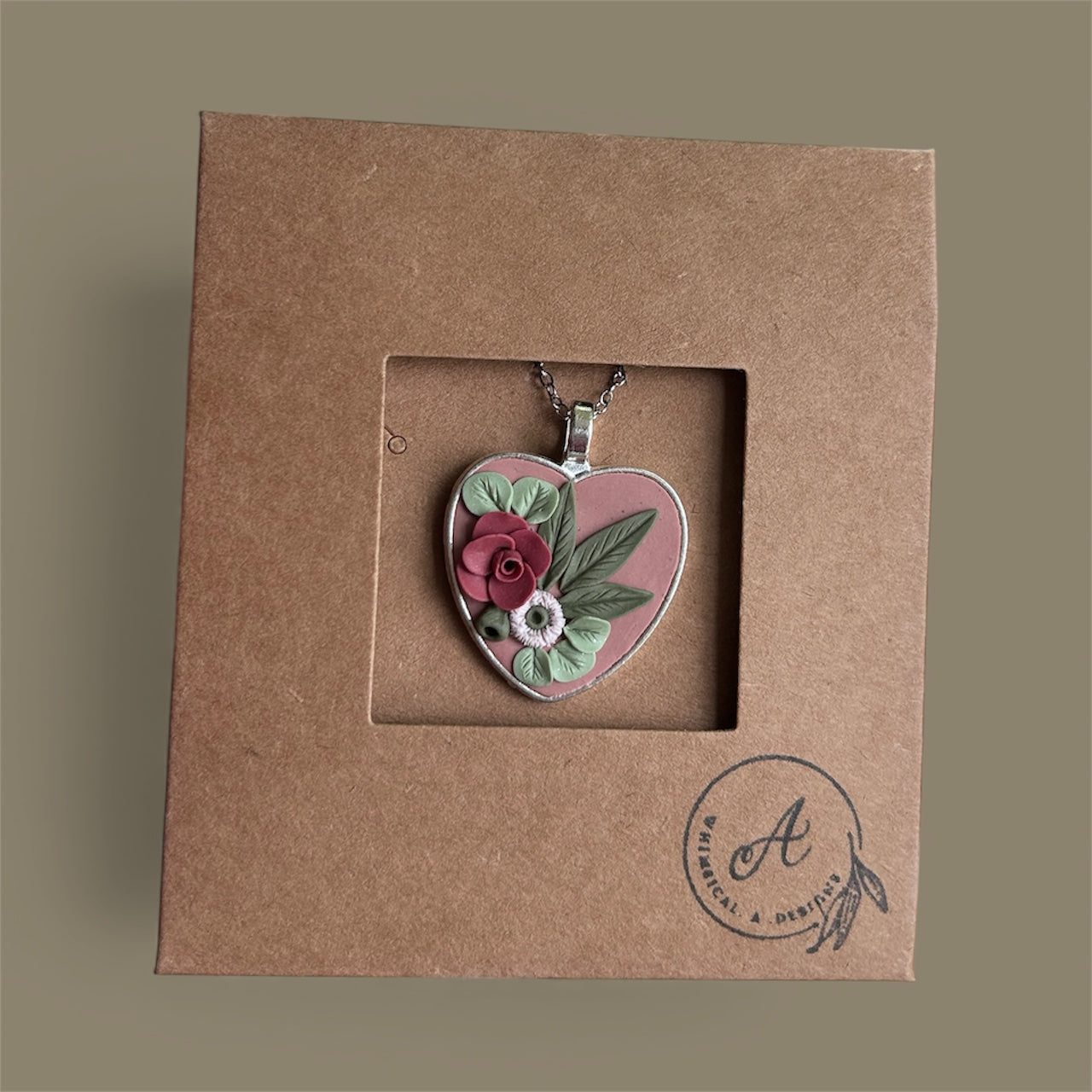 Rose Heart Pendant Pink