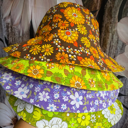 Selection of Reversible Vintage Floral Hat, Adult 55-58cm