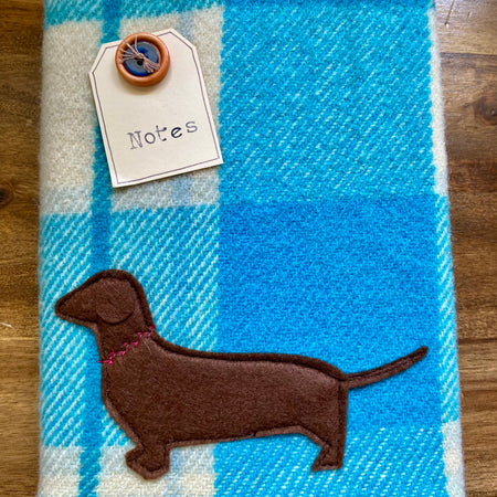 A5 Upcycled Notebook Dachshund - Blue