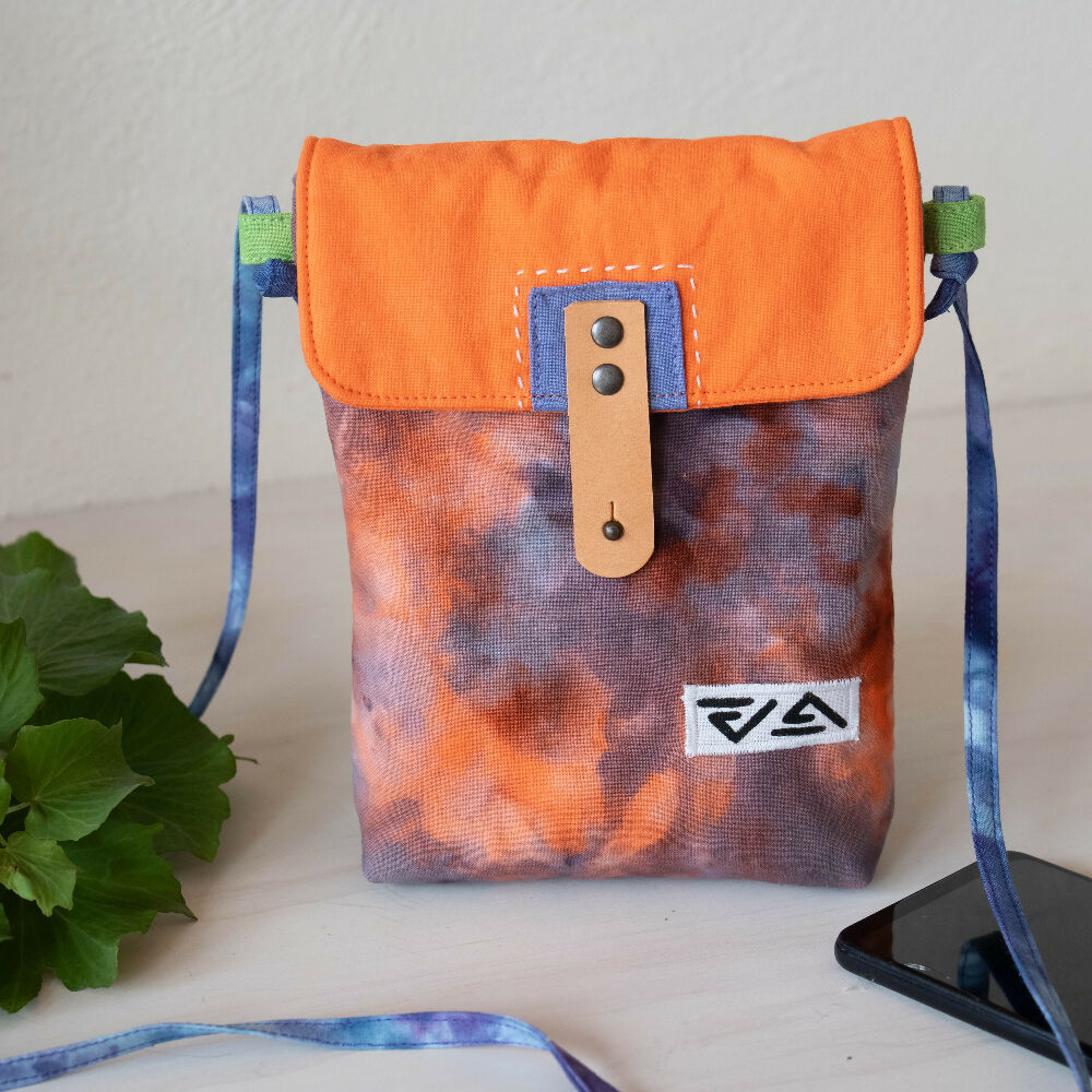Ice Dyed Small Messenger/Cross Body Bag, Orange