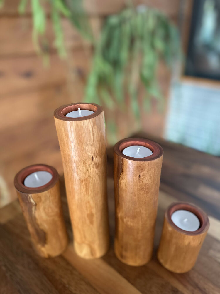 Natural GhostGum Wood Candle Set of 4