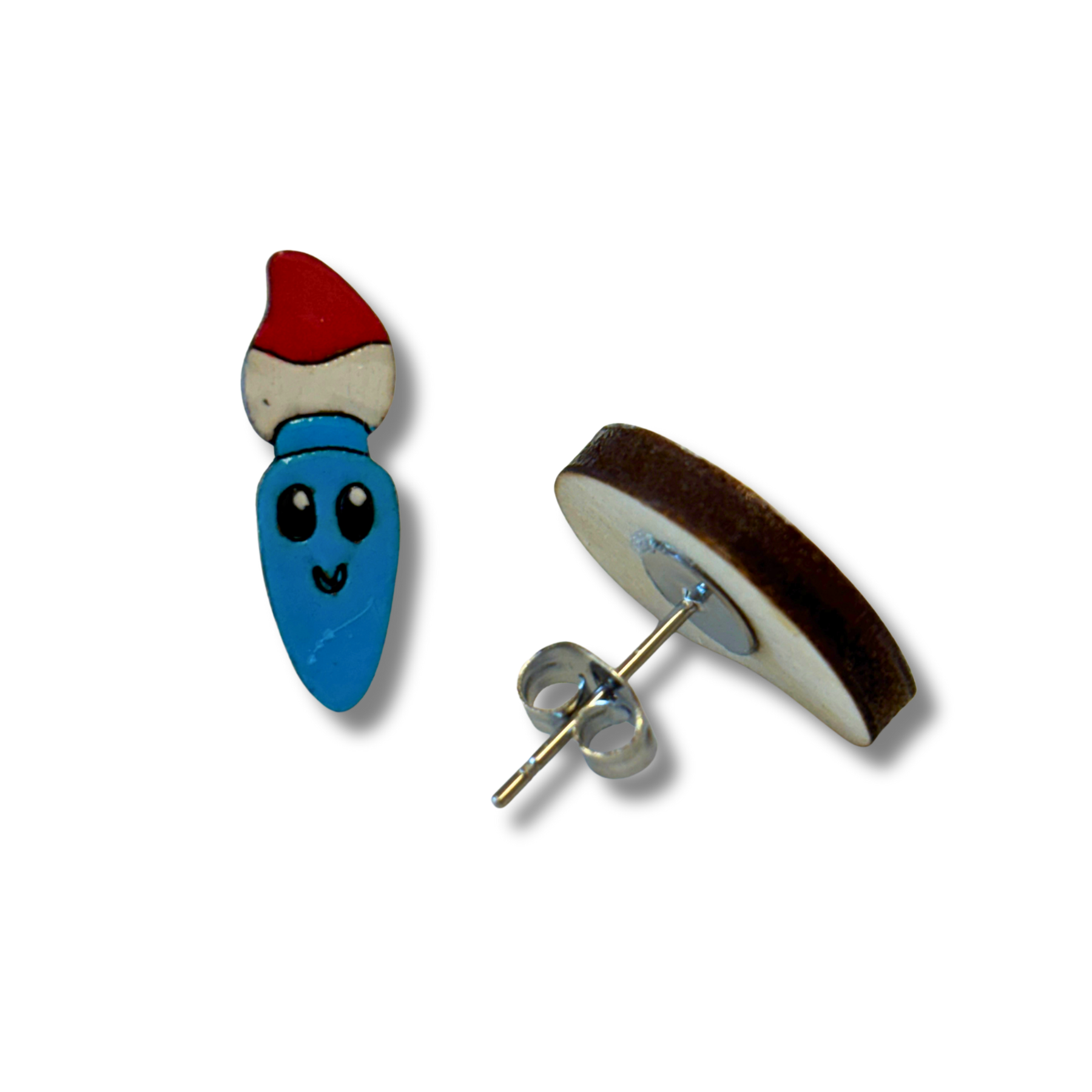 Paint brush / palette studs - teacher earrings - hand painted, wooden