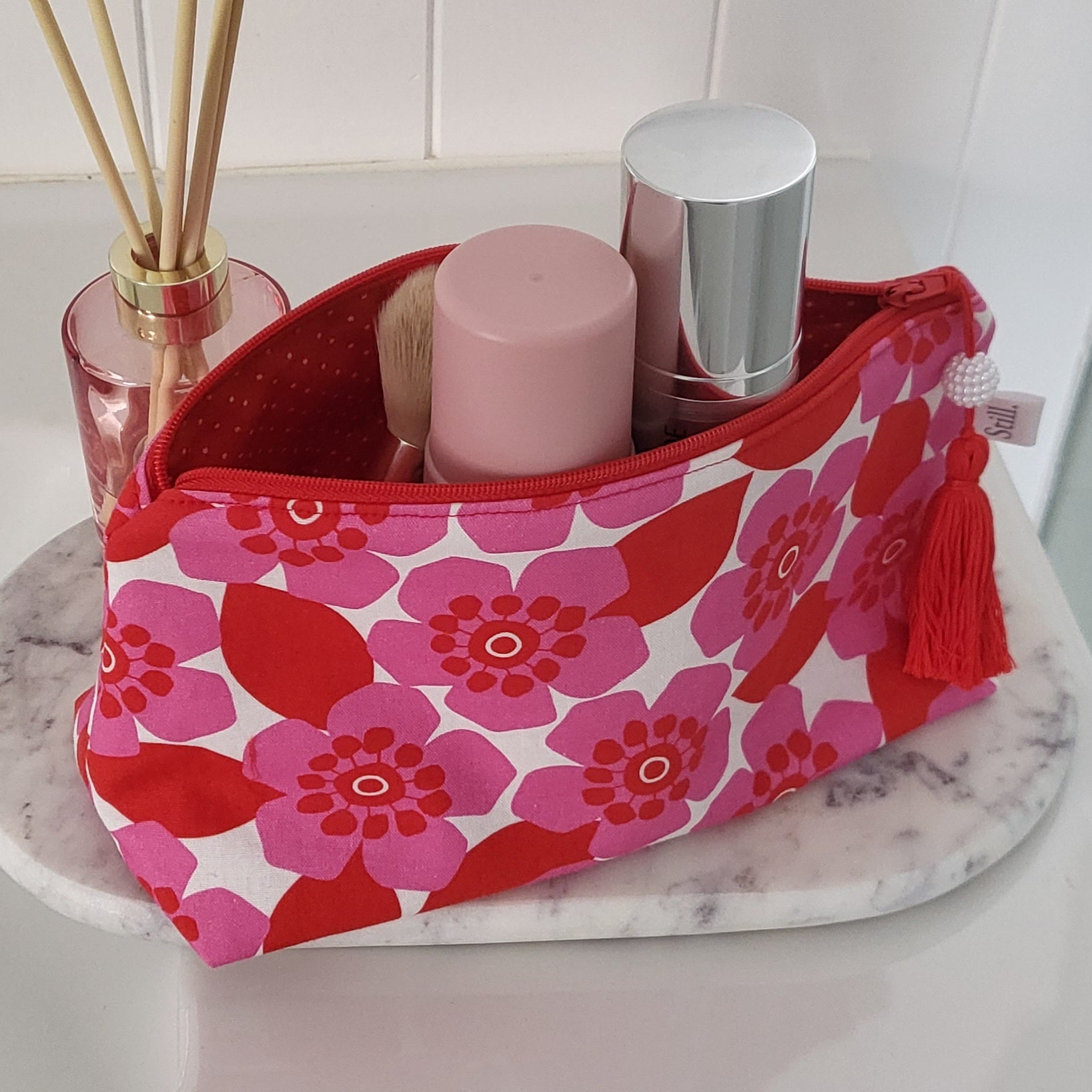 Pink Flower Market Makeup Pouch - Mother's Day Gift | Travel | Still.