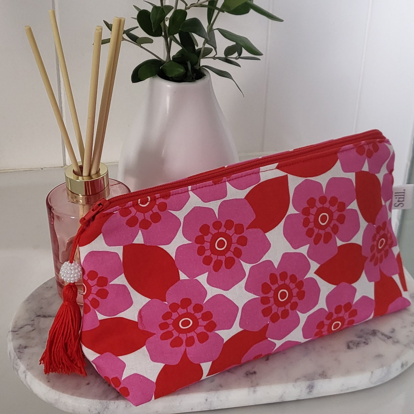 Pink Flower Market Makeup Pouch - Mother's Day Gift | Travel | Still.