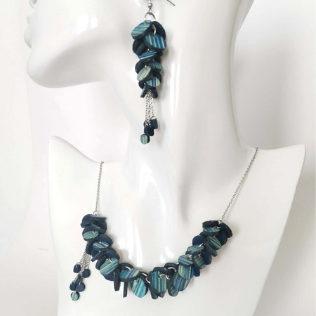 Blue Circles - set, necklace and earrings