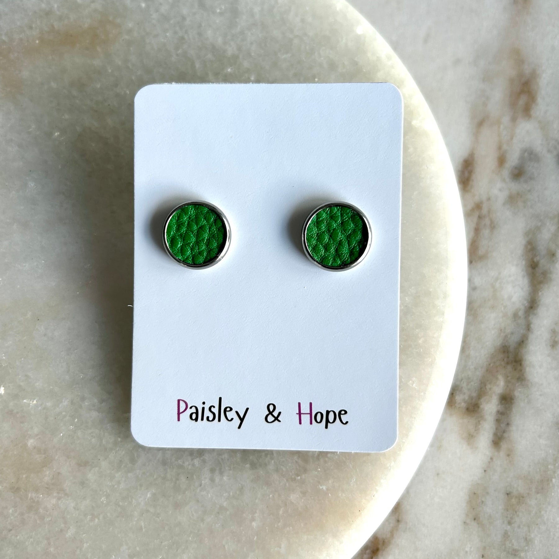 Faux Leather Bezel Style Studs - 12mm - Choose colour
