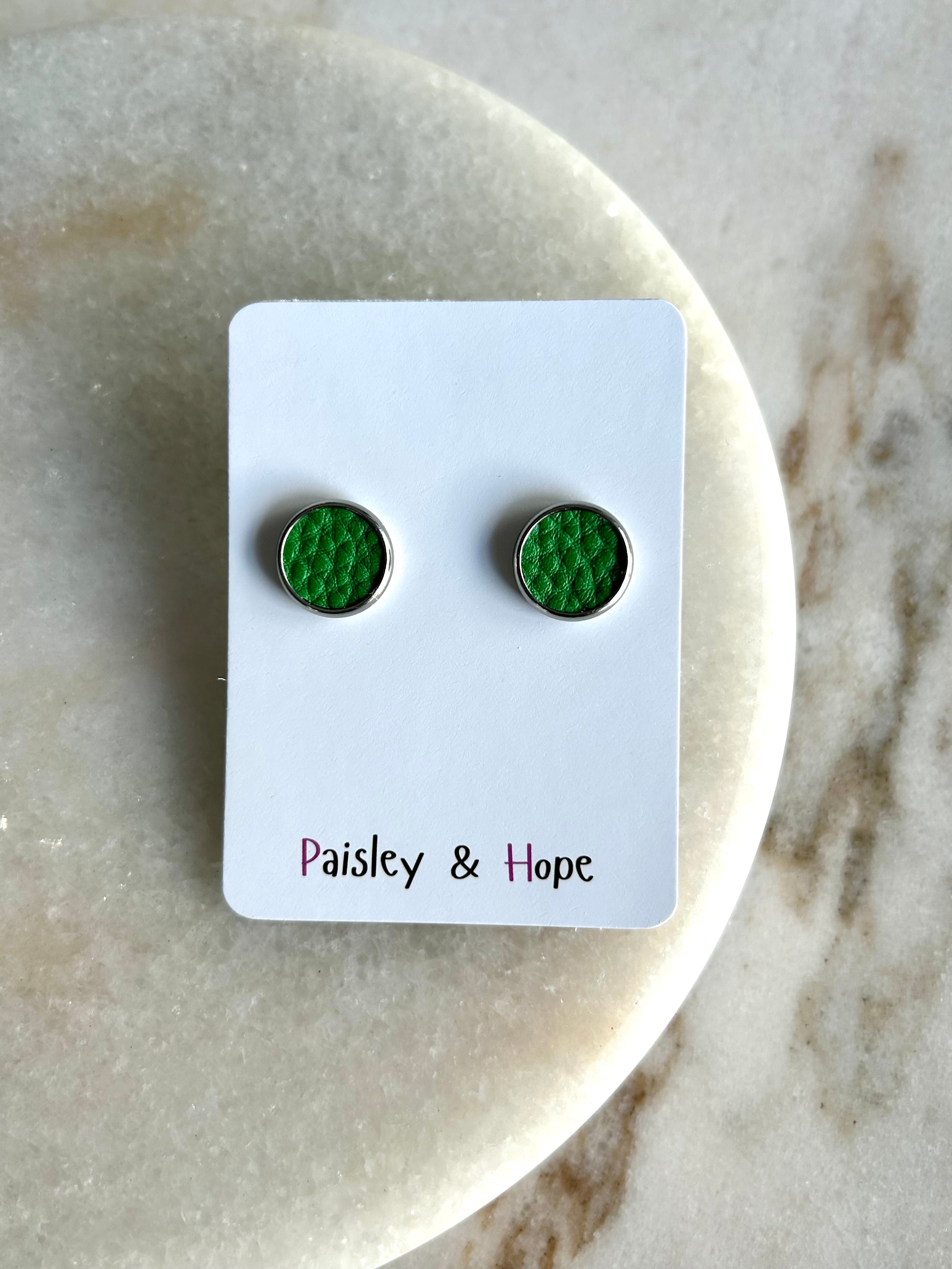 Faux Leather Bezel Style Studs - 12mm - Choose colour