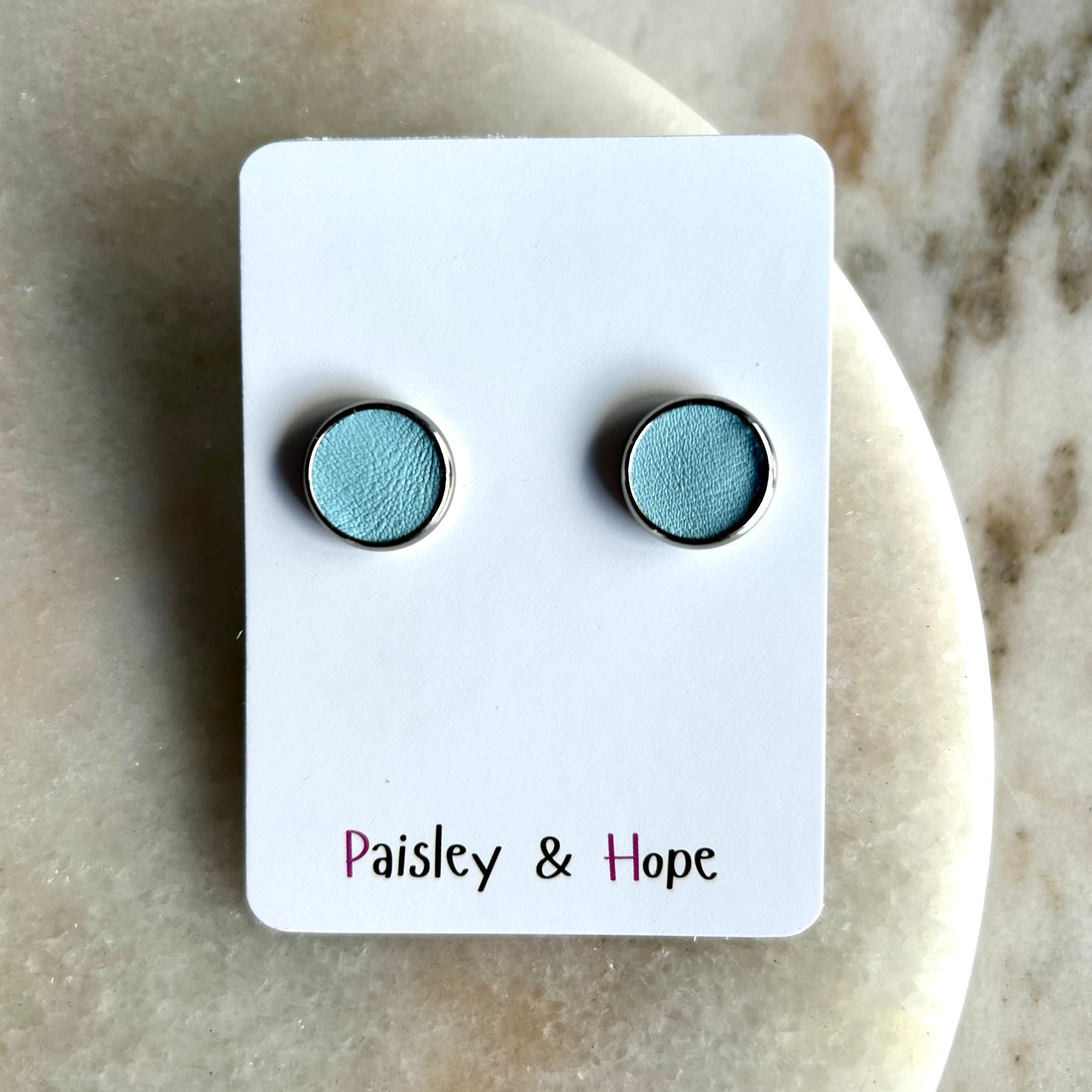 Faux Leather Bezel Style Studs - 12mm - Choose colour