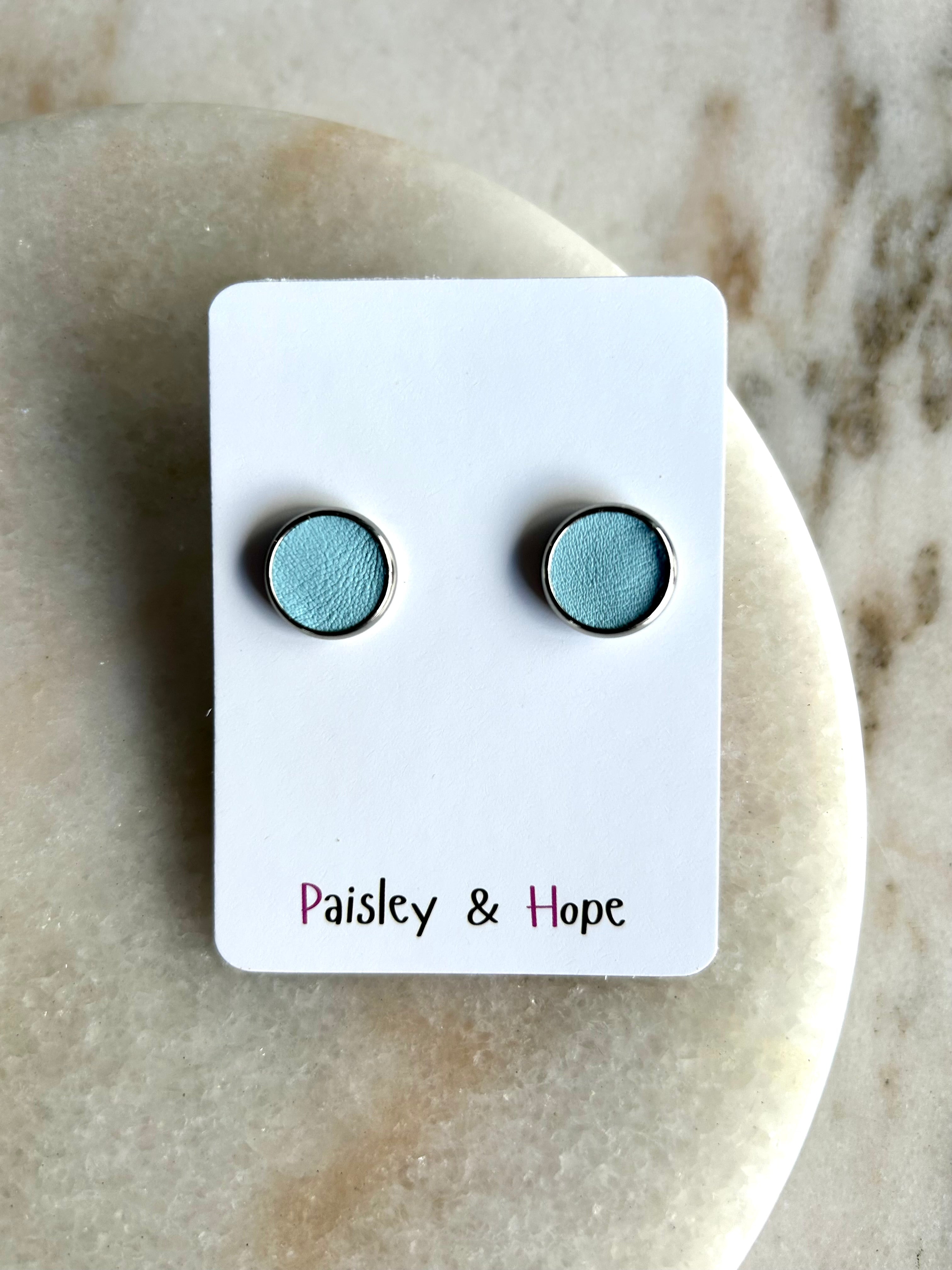 Faux Leather Bezel Style Studs - 12mm - Choose colour