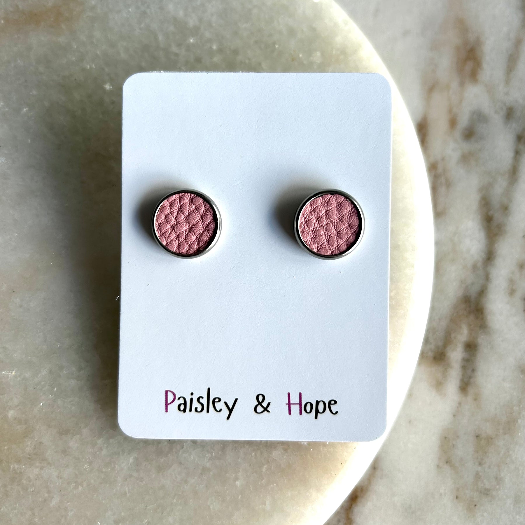 Faux Leather Bezel Style Studs - 12mm - Choose colour