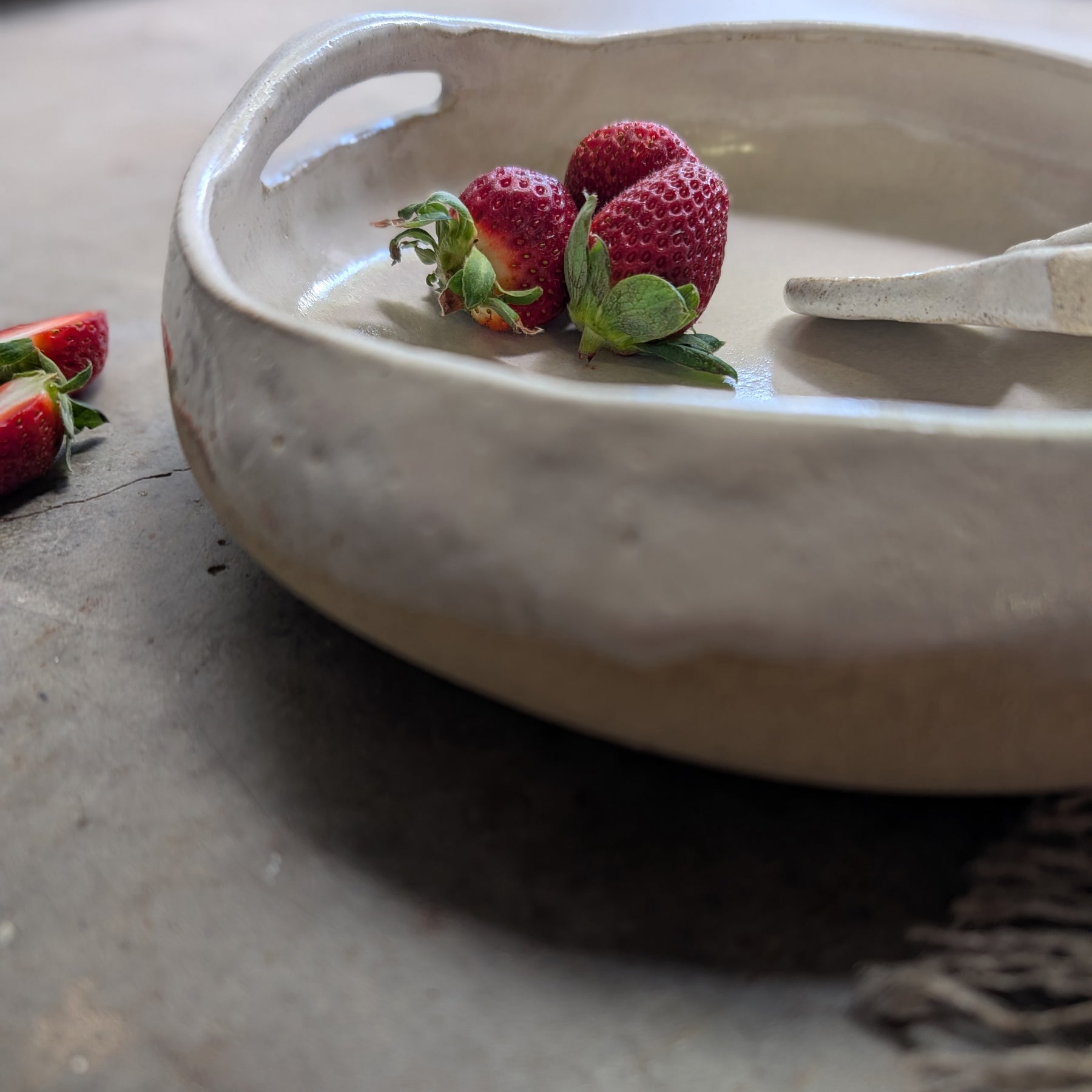 Hand-formed Ceramic Serving Bowl and Spoon Set | share • dine • savour