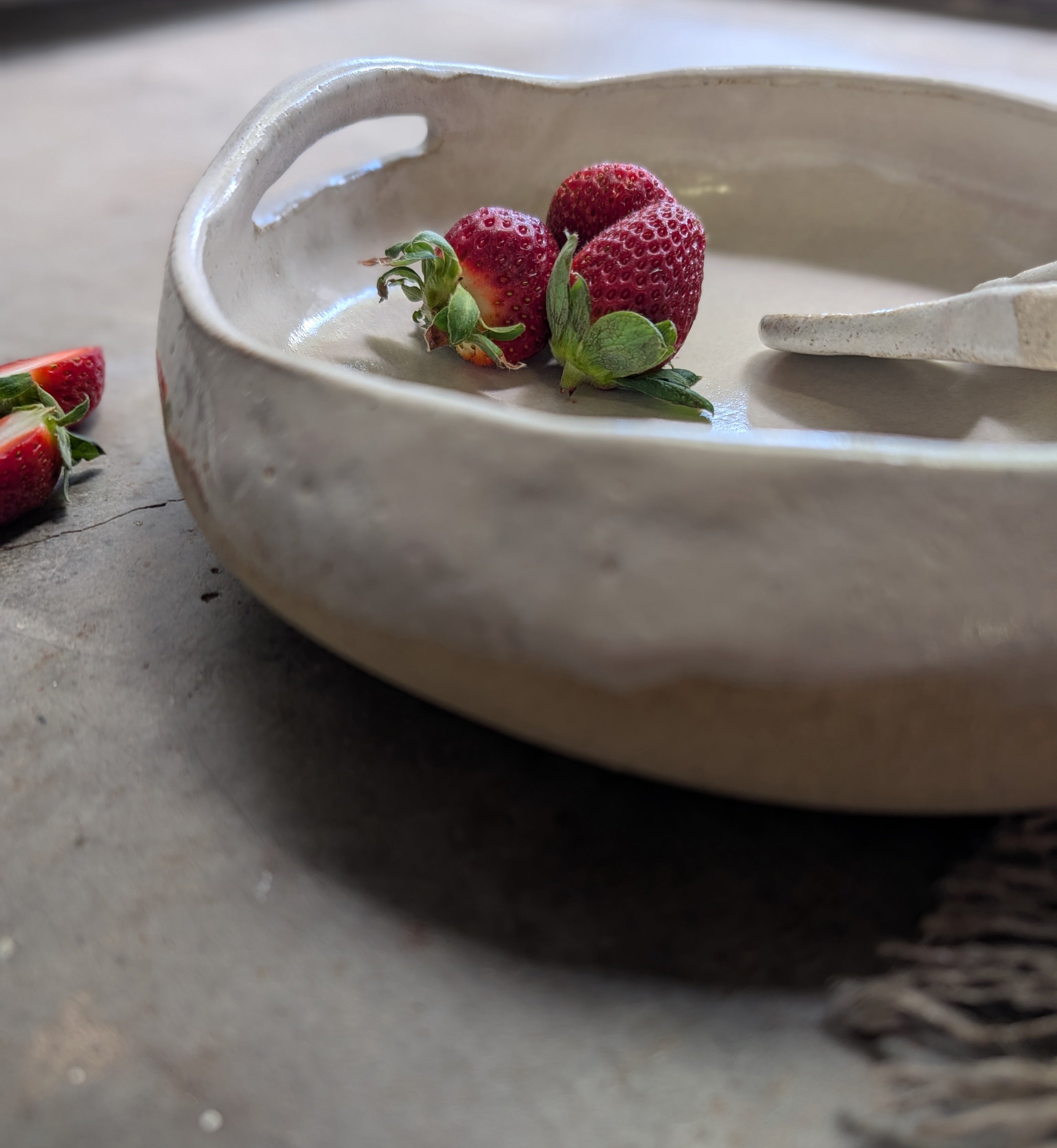 Hand-formed Ceramic Serving Bowl and Spoon Set | share • dine • savour