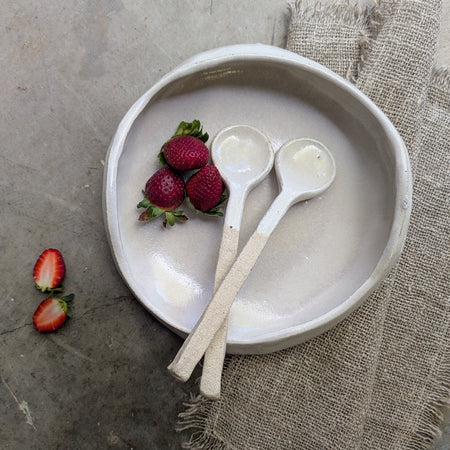 Hand-formed Ceramic Serving Bowl and Spoon Set | share • dine • savour