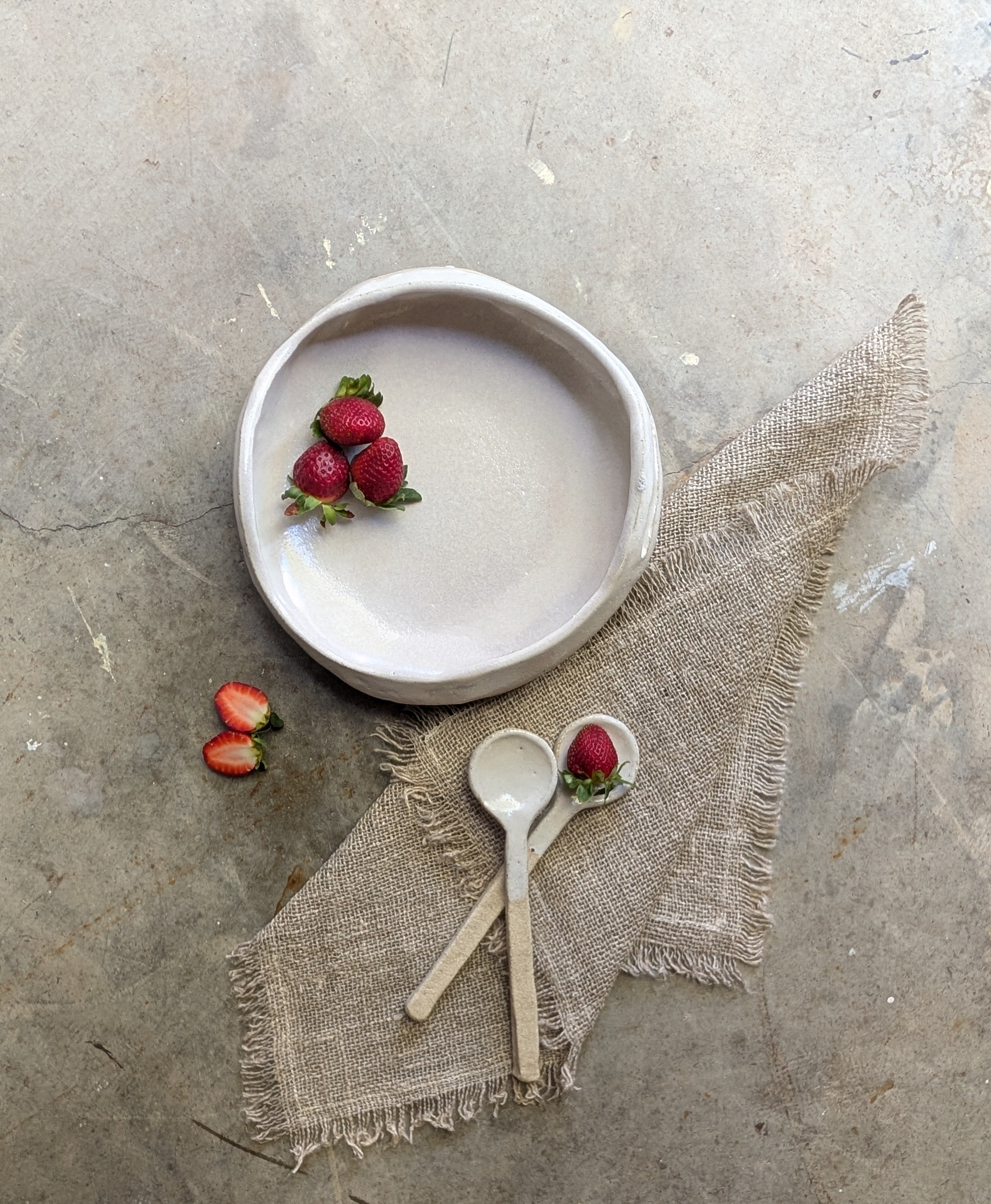 Hand-formed Ceramic Serving Bowl and Spoon Set | share • dine • savour
