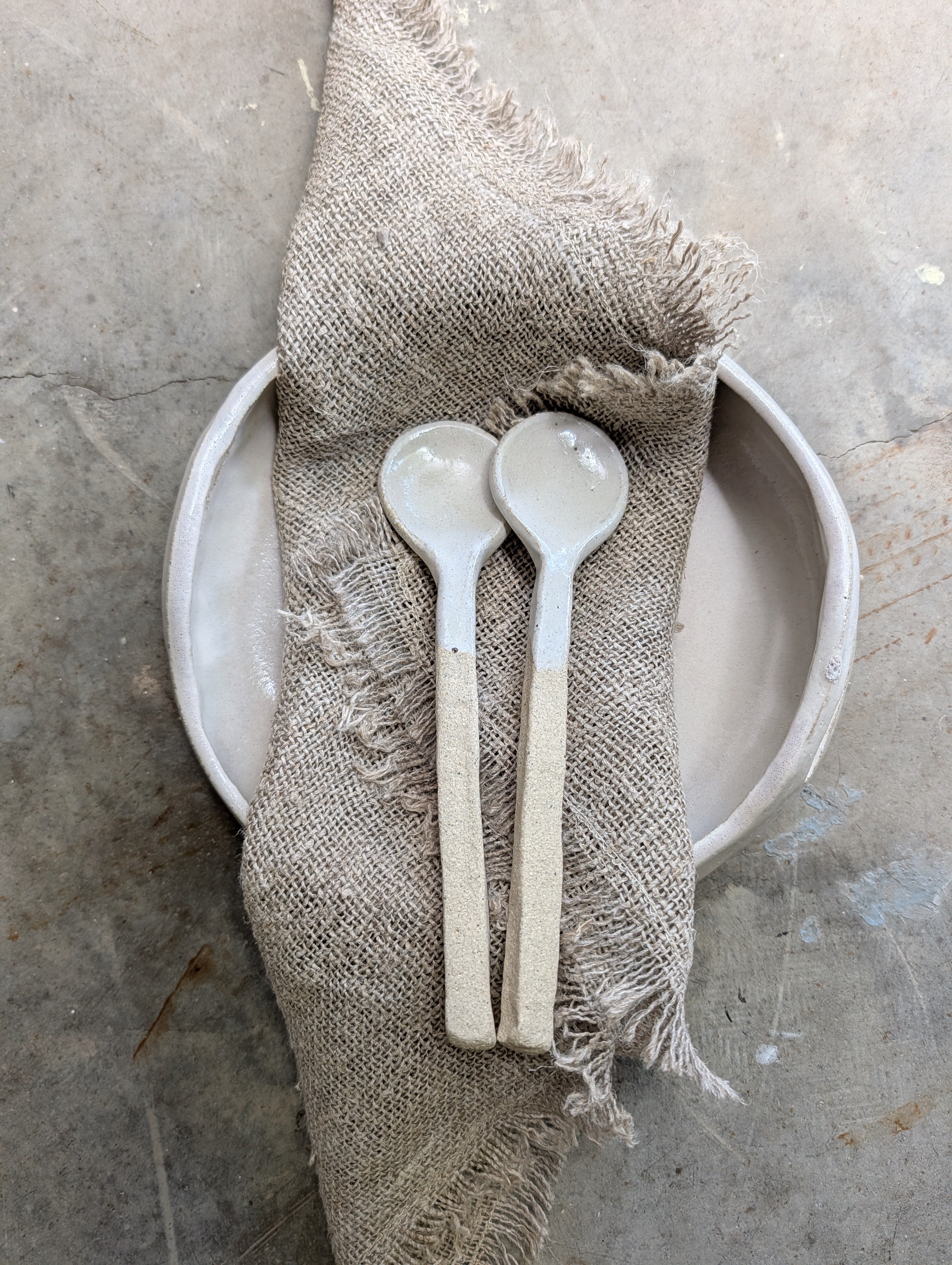 Hand-formed Ceramic Serving Bowl and Spoon Set | share • dine • savour