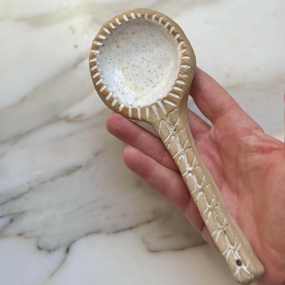 Australian-Ceramic-Pottery-Artist-Ana-Ceramica-Home-Decor-Kitchen-and-Dining-Servingware--Ceramic-Serving-Spoon-Bespoke-Pottery-Rustic-Kitchenware-Ice-Cream-Scooper