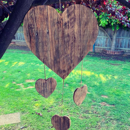 Recycled Hardwood Hearts Mobile