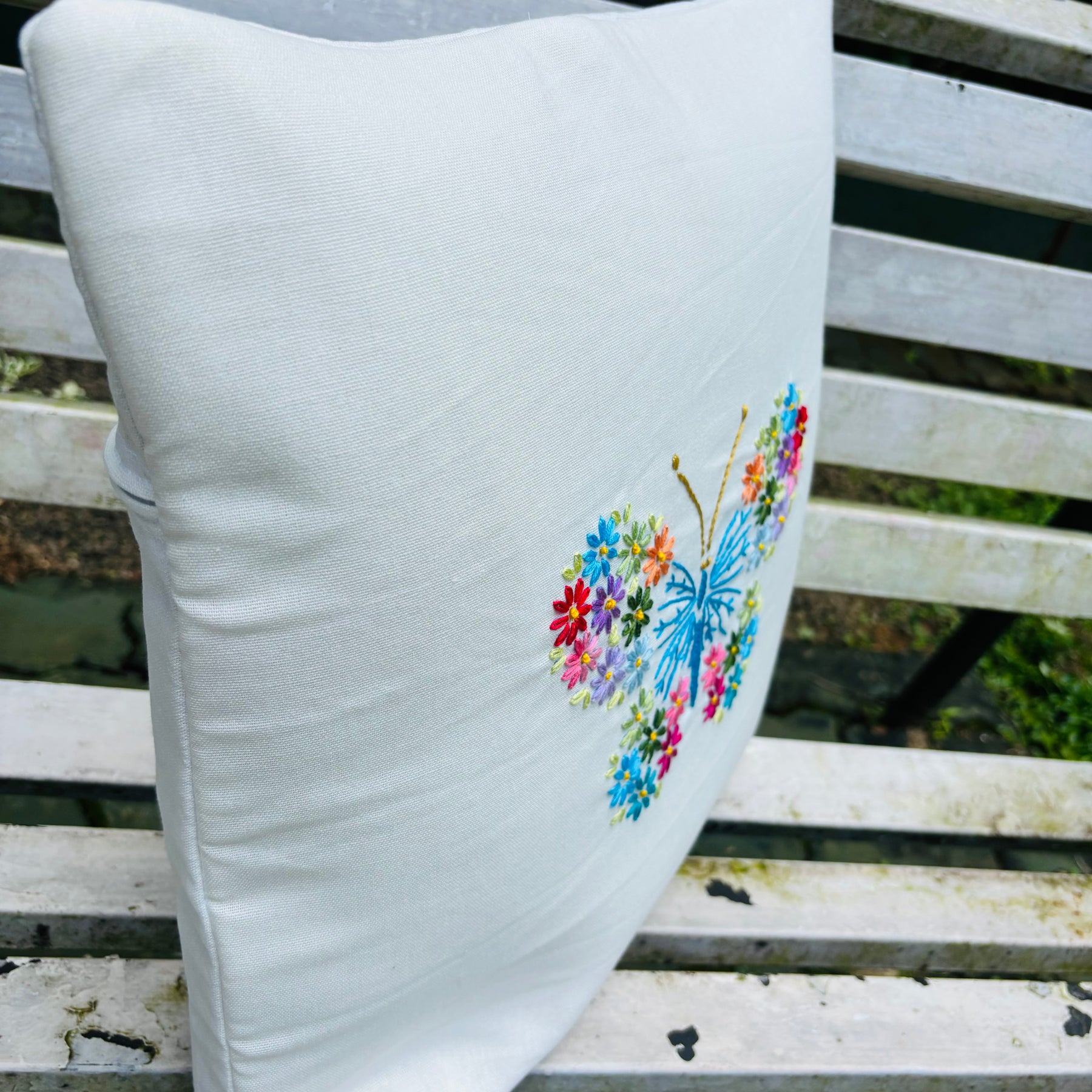 Butterfly Embroidered Vivid Color Cushion/Pillow Cover