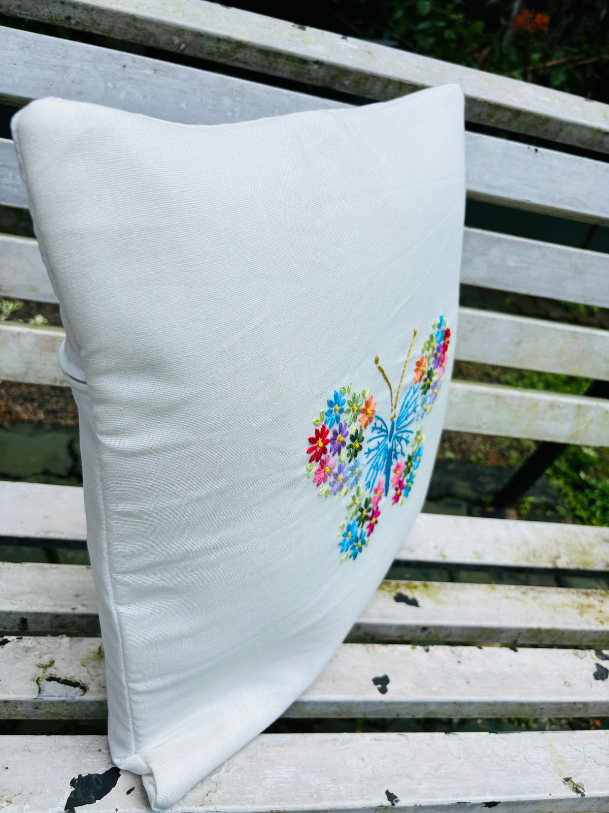 Butterfly Embroidered Vivid Color Cushion/Pillow Cover