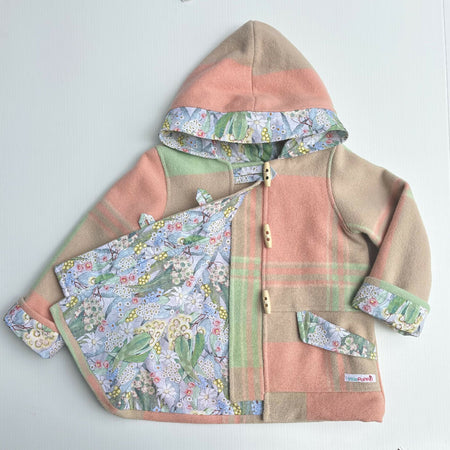 Girls Pink and Mint Blanket Duffle Coat with Australiana Lining