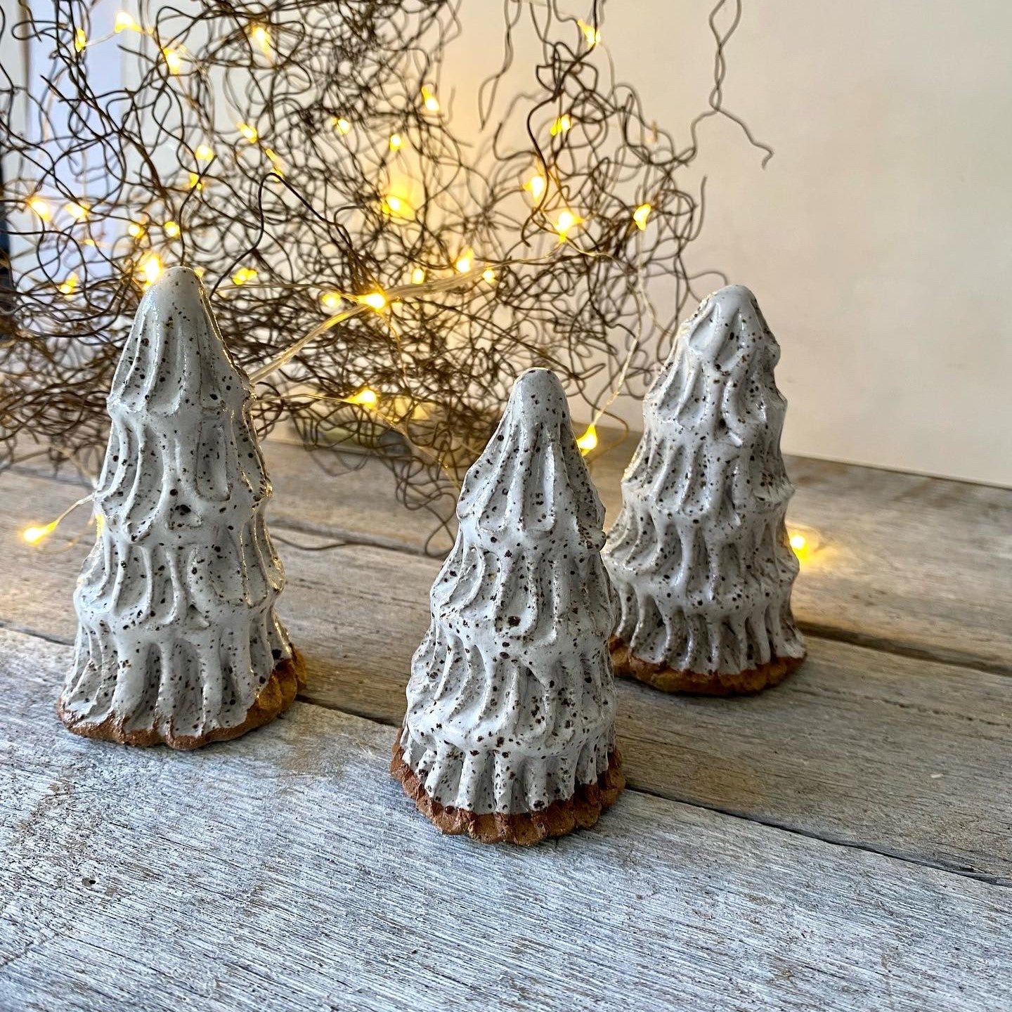 Handmade ceramic white Christmas Tree - Rustic & Speckled