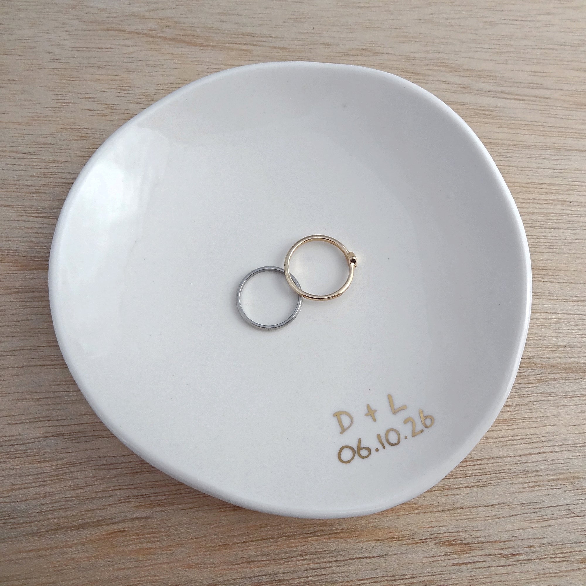 Personalised ring dish with custom initials. Ring holder, Custom Wedding Gift