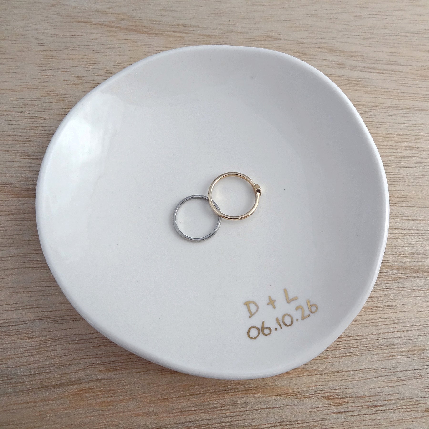 Personalised ring dish with custom initials. Ring holder, Custom Wedding Gift