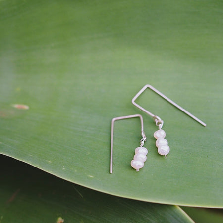 Geometric Threaded Pearl Earrings | Sterling Silver
