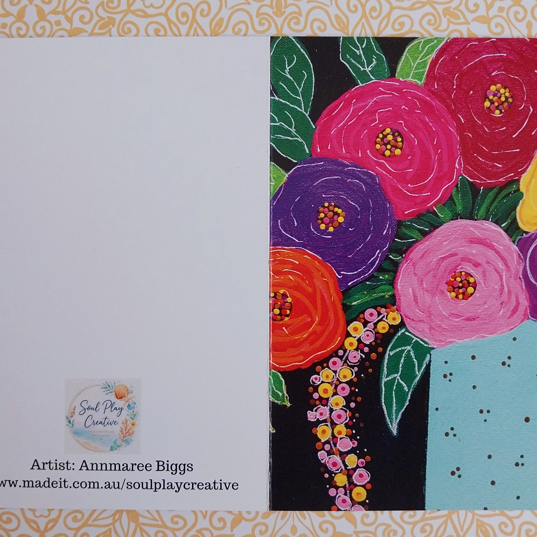 Colourful Blooms Blank Greeting Card
