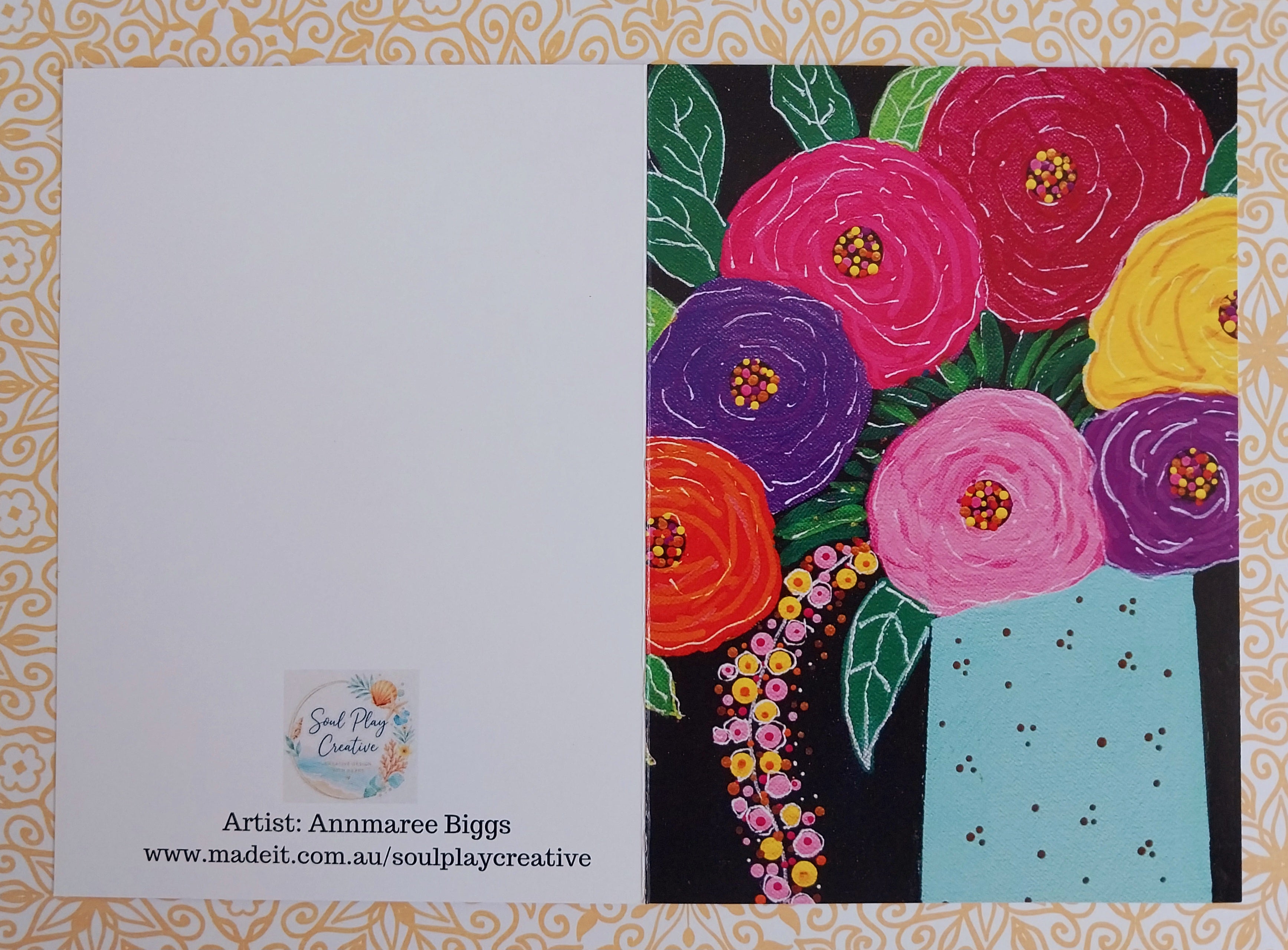 Colourful Blooms Blank Greeting Card