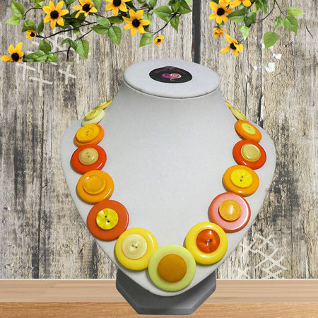 Button necklace - Oranges and Lemons
