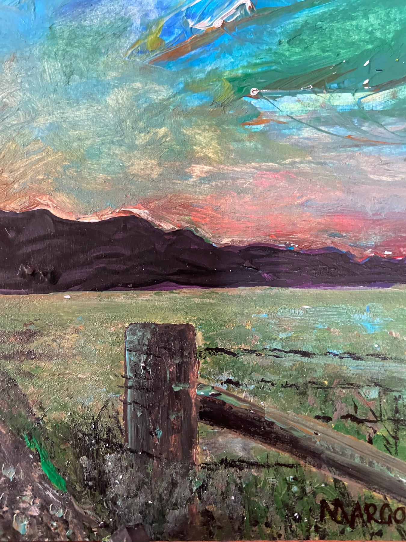 "Near Gloucester" original acrylic on card painting by Margo Humphries