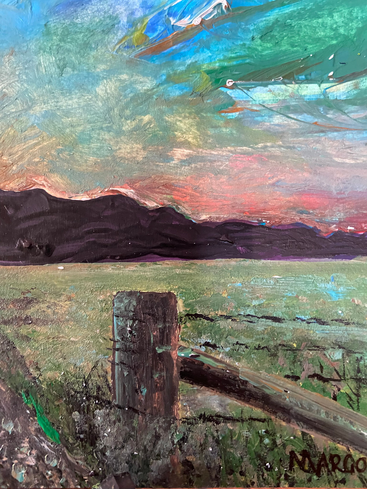 "Near Gloucester" original acrylic on card painting by Margo Humphries