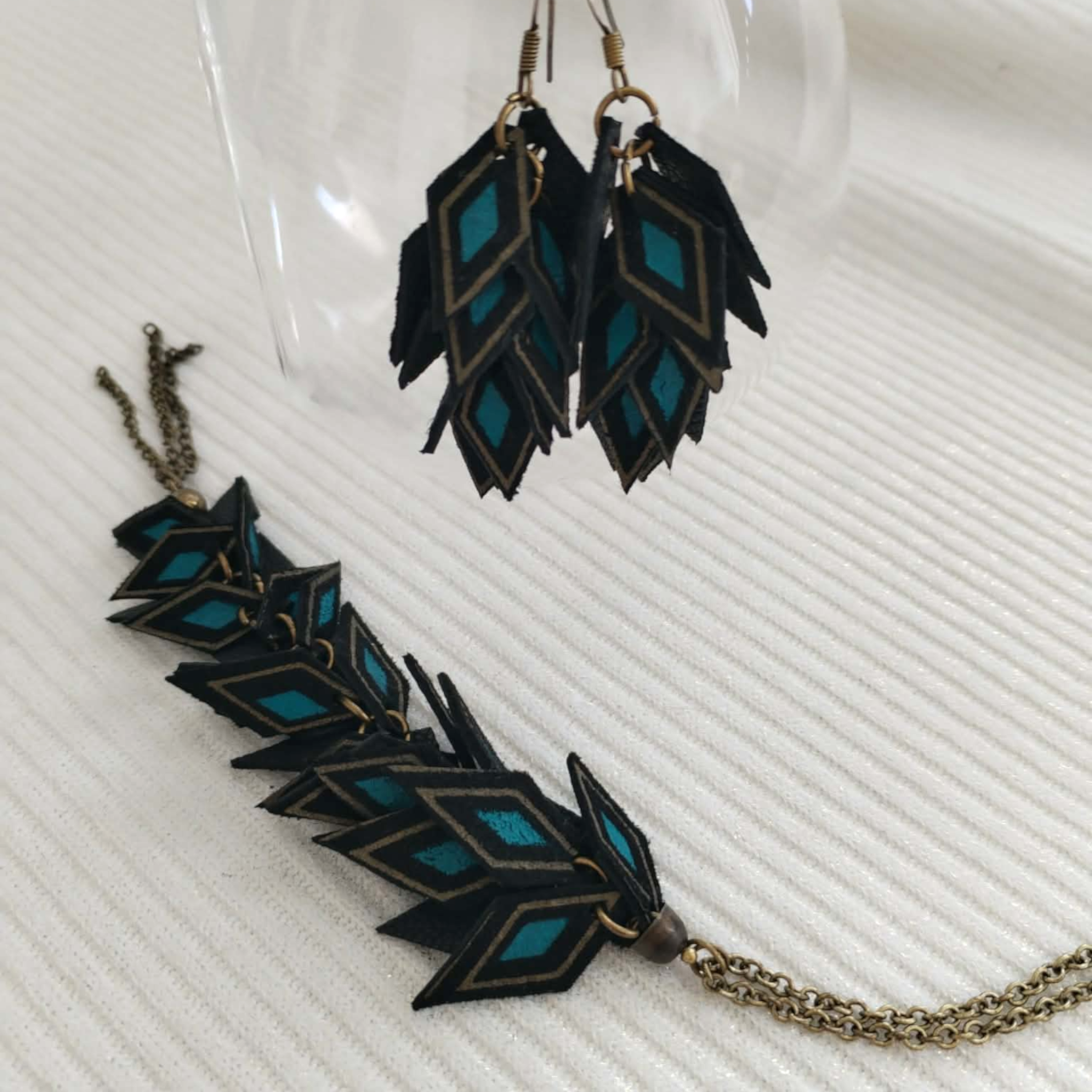 Leather Set - Necklace and Earrings