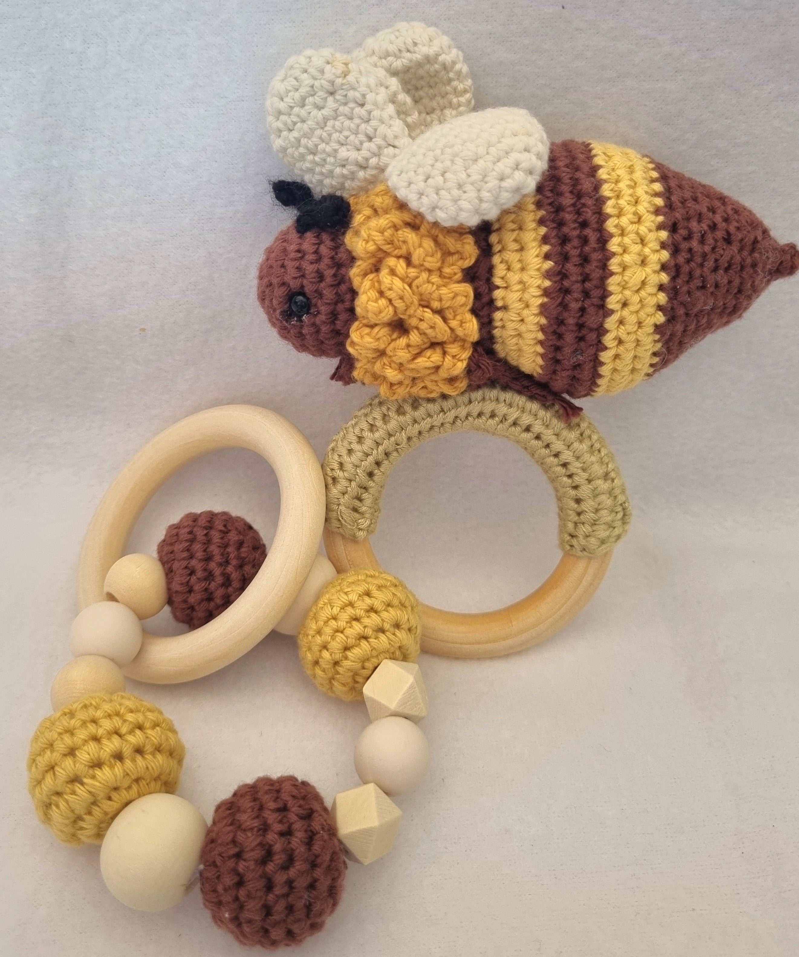 Handmade – Rattle & Sensory Bracelet toy – 5 designs – 100% Organic Cotton - BB006